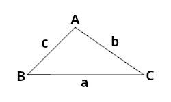 triunghiul △ABC și laturile a, b și c